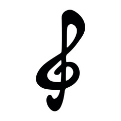 Obraz premium Treble clef doodle. Hand drawn musical symbol. Single element for print, web, design, decor, logo