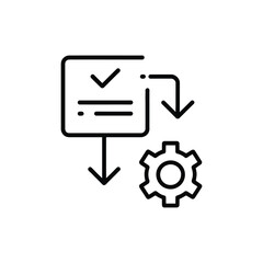 Fototapeta premium Square icon with checkmark gear and arrow on white background