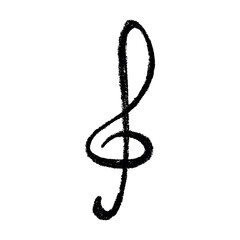 Obraz premium Treble clef doodle. Hand drawn musical symbol. Single element for print, web, design, decor, logo