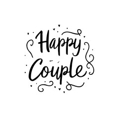 Elegant handwritten happy couple typography design perfect for wedding invitations