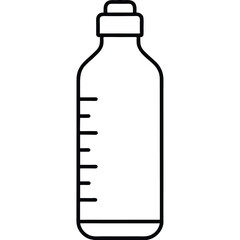 Simple Line Drawing of a Bottle with Measurement Marks for Accurate Liquid Dosage and Preparation