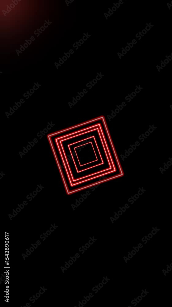 Poster seamless red neon box animation. vertical video format. futuristic looping motion with glowing frame