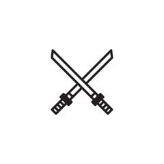 Crossed katana swords minimalist vector illustration martial arts icon style