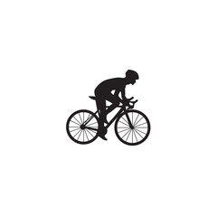 Naklejka premium Cyclist silhouette graphic on road bike for cycling illustration and design