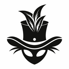 masquerade hat silhouette vector black on white background