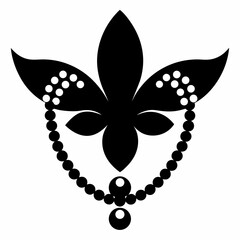 Mardi Gras beads silhouette vector black on white background