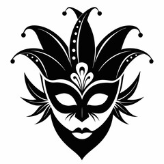 carnival mask silhouette vector black on white background