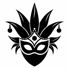 carnival mask silhouette vector black on white background