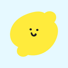 Happy lemon buddy. Playful Fruit Design on blue background. Vector illustration design.