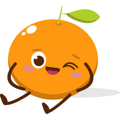 Cute orange character kawai vector for orange mascot. happy face, winking eye,. smile
