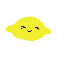 Lemon Laughs. Whimsical Fruit Character. Hand drawn vector illustration on white background.