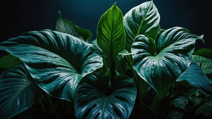 Fototapeta premium Close-up of lush, dark green leaves.