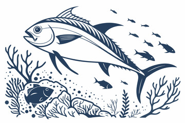 Ocean Silhouettes: Elegant Fish Vector Graphics