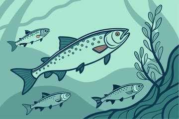 Shadowed Sea Life: Vector Fish Collection