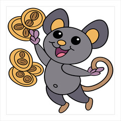 Cute cartoon mouse smiling with cheese in a fun illustration
