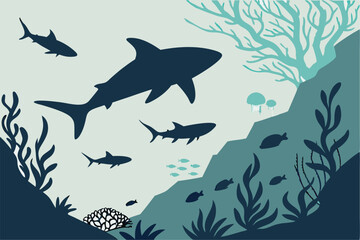 Underwater Shadows: Fish Silhouette Collection