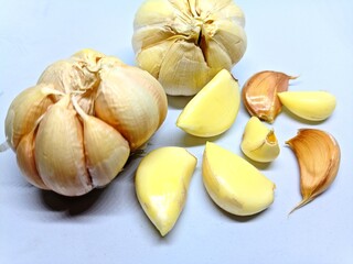 garlic on a white background