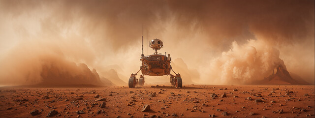 Robot on an alien planet panorama
