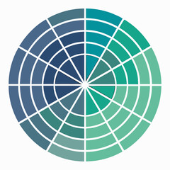 Symmetrical color wheel featuring cool shades of blue and green for design inspiration