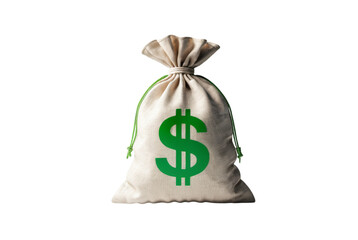 Money bag with green dollar sign shining bright