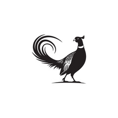 Graceful Pheasant Silhouette Vector Art – Elegant Game Bird Design with Long Tail Feathers, Minimalist Black Outline Perfect for Nature Prints, Hunting Logos, and Rustic Decor

