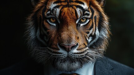 Fototapeta premium Tiger in a suit, close-up portrait.