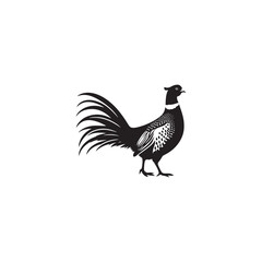 Graceful Pheasant Silhouette Vector Art – Elegant Game Bird Design with Long Tail Feathers, Minimalist Black Outline Perfect for Nature Prints, Hunting Logos, and Rustic Decor

