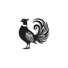 Graceful Pheasant Silhouette Vector Art – Elegant Game Bird Design with Long Tail Feathers, Minimalist Black Outline Perfect for Nature Prints, Hunting Logos, and Rustic Decor

