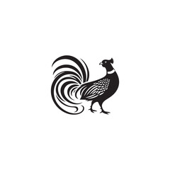 Graceful Pheasant Silhouette Vector Art – Elegant Game Bird Design with Long Tail Feathers, Minimalist Black Outline Perfect for Nature Prints, Hunting Logos, and Rustic Decor

