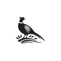 Graceful Pheasant Silhouette Vector Art – Elegant Game Bird Design with Long Tail Feathers, Minimalist Black Outline Perfect for Nature Prints, Hunting Logos, and Rustic Decor


