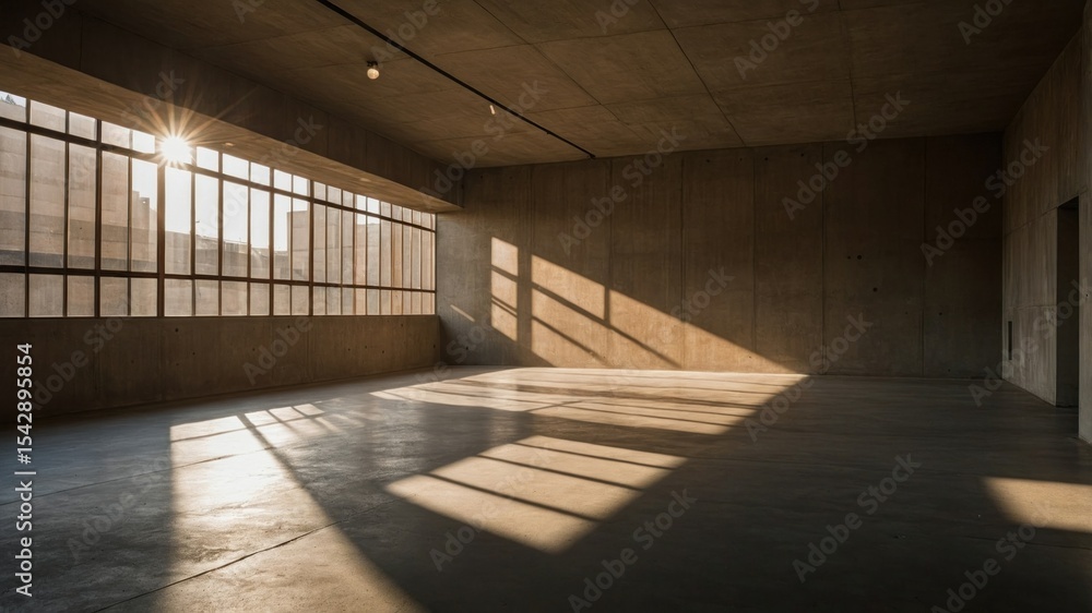 Poster sunlight streams into a large, empty room.