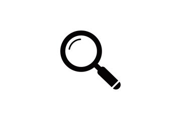 Magnifying Glass Icon on White Background for Search and Discovery