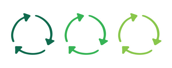 Hand drawn recycle arrow icon Recycling resources symbol Reuse of materials, zero waste, green environment, saving the planet