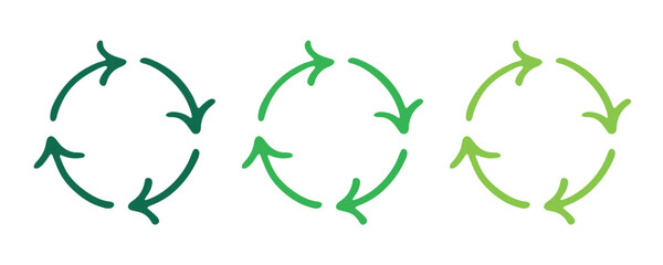 Hand drawn recycle arrow icon Recycling resources symbol Reuse of materials, zero waste, green environment, saving the planet