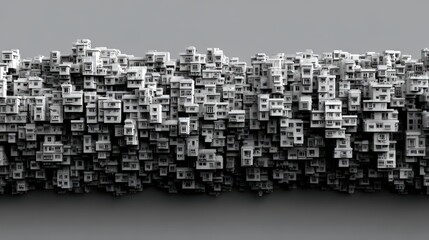 Fototapeta premium Abstract Structure of Monochrome Buildings with Unique Shapes in Density