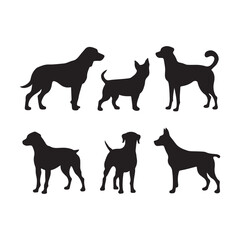 Set of dog silhouettes. Collection of dog silhouettes on isolated  Vector illustration on white background