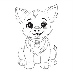 Cute Puppy Coloring Page for Kids