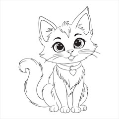 Cute Cat Coloring Page for Kids