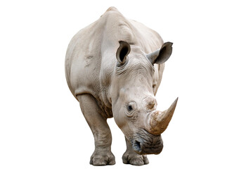 Fototapeta premium White rhinoceros isolated on a transparent or white background
