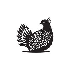 Fototapeta premium Elegant Pheasant Vector Silhouette Design – Detailed Upland Bird with Flowing Tail Feathers, Minimalist Graphic Style Ideal for Woodland Art, Vintage Prints, and Outdoor Branding