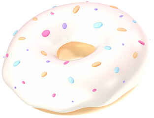 White sprinkle donut 3D dessert illustration
