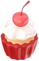 Cherry cupcake 3D dessert illustration