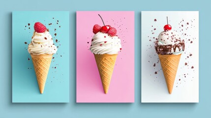 109.Ice cream menu place mat food restaurant brochure, dessert template design