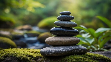 Stacked stones create a tranquil scene.