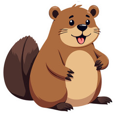 Fototapeta premium Cartoon otter illustration with a friendly expression and a black background for design projects