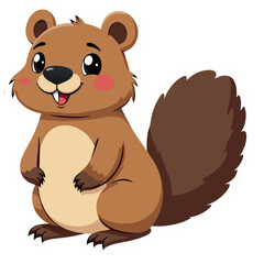 Fototapeta premium Cute cartoon squirrel illustration with adorable details and a smiling expression isolated