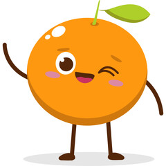 Cute orange character kawai vector for orange mascot. happy face, winking eye,. smile