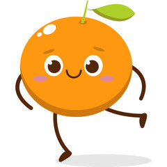 Cute orange character kawai vector for orange mascot. happy face, winking eye,. smile