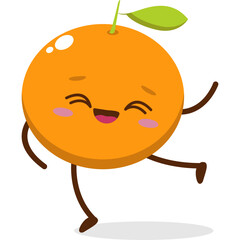 Cute orange character kawai vector for orange mascot. happy face, winking eye,. smile