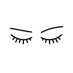 Obraz premium Minimalist line drawing of closed eyelashes on white background 